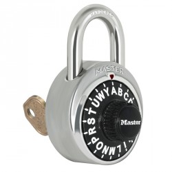 Master Lock 1585 Letter Lock Combination Padlock with Key Control, 3/4in (19mm) shackle height