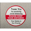 Mutual Industries 17801-9179-650 Social Distancing Die Cut Floor Decals- Please Keep Your Distance , 6" White Black/ Red
