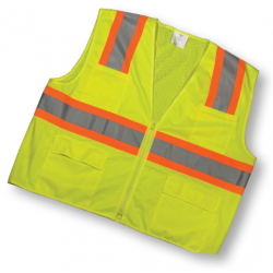 Mutual Industries 16369 Class 2 Lime Surveyor 4" Lime/Silver/Lime Pouch Pockets