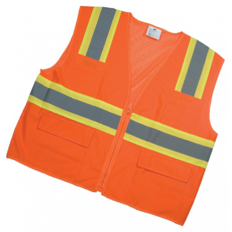 Mutual Industries 16368 Class 2 Orange Surveyor 4" Lime/Silver/Lime Pouch Pockets
