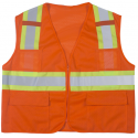Mutual Industries 16368-1-3 Class 2 Orange Surveyor Mesh 4" Lime/Silver/Lime Pockets