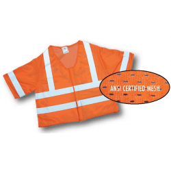 Mutual Industries 16362 Class 3 Vest Orange Mesh 2" Silver