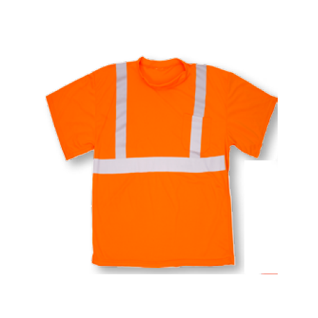 Mutual Industries 16357 Class 2 Orange Mesh T-Shirt Pocket 2" Silver