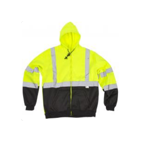 Mutual Industries 16385 ANSI Class 3 Lime Hooded Black Bottom