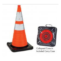 Mutual Industries 17731 Orange Collapsible Traffic Cone Rubber Base