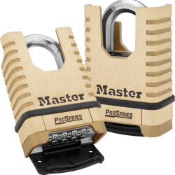 Master Lock 1177D ProSeries Shrouded Brass Padlock, Resettable Combination