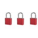 American A1106KAS3 RED Safety Lockout Padlock - Keyed-Alike Set