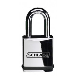 Schlage KS11 Portable Security Padlock, Chrome Plated Brass, SFIC Less