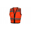Pyramex RVZ2820 Type R - Class 2 Hi-Vis Orange Safety Vest w/Black Trim and Zipper