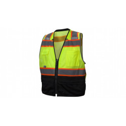 Pyramex RVZ4410B Hi-Vis Lime Safety Vest w/Black Bottom