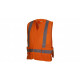 Pyramex RCA2520SE Hi-Vis Orange Safety Vest w/Reflective Tape - Self Extinguishing