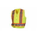 Pyramex RCMS2810 Type R - Class 2 Hi-Vis Lime Safety Vest w/Reflective Tape - Metal Snap
