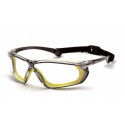 Pyramex SGL10610DT Crossovr Clear H2X Anti-Fog Lens Safety Glasses w/Gray & Lime Frame