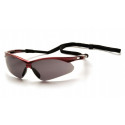 Pyramex SR6320SP PMXTREME Gray Lens Safety Glasses w/Red Frame & Black Cord