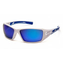 Pyramex SWBL10465D Velar Ice Blue Mirror Lens Safety Glasses w/White & Blue Frame