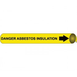 NMC 4033 Precoiled/Strap-On Pipemarker B/Y - Danger Asbestos Insulation