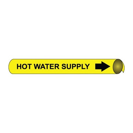 NMC 4063 Precoiled/Strap-On Pipemarker B/Y - Hot Water Supply