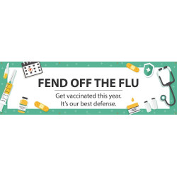 NMC BT Fend Off The Flu, Get Vaccinated Banner, Vinyl w/ Grommets