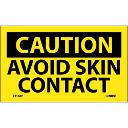 NMC C118AP Caution, Avoid Skin Contact Label, PS Vinyl, 3" x 5", 5/Pk