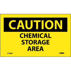 NMC C126AP Caution, Chemical Storage Area Label, PS Vinyl, 3" x 5", 5/Pk