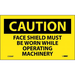 NMC C155AP Caution, Face Shield Must Be Worn Operating Machinery Label, PS Vinyl, 3" x 5", 5/Pk