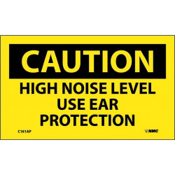 NMC C161AP Caution, High Noise Level Use Ear Protection Label, PS Vinyl, 3" x 5", 5/Pk