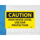 NMC C161AP Caution, High Noise Level Use Ear Protection Label, PS Vinyl, 3" x 5", 5/Pk