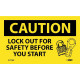 NMC C177AP Caution, Lock Out For Safety Before You Start Label, PS Vinyl, 3" x 5", 5/Pk