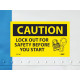 NMC C177AP Caution, Lock Out For Safety Before You Start Label, PS Vinyl, 3" x 5", 5/Pk