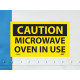 NMC C180AP Caution, Microwave Oven In Use Label, PS Vinyl, 3" x 5", 5/Pk