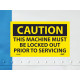 NMC C190AP Caution, This Machine Must Be Locked Out Label, PS Vinyl, 3" x 5", 5/Pk