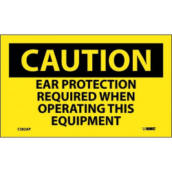 NMC C382AP Caution, Ear Protection Required Label, PS Vinyl, 3" x 5", 5/Pk