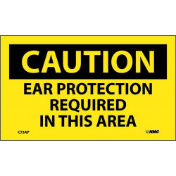 NMC C73AP Caution, Ear Protection Required In This Area Label, PS Vinyl, 3" x 5", 5/Pk