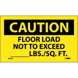 NMC C87AP Caution, Floor Load Restrictions Label, PS Vinyl, 3" x 5", 5/Pk