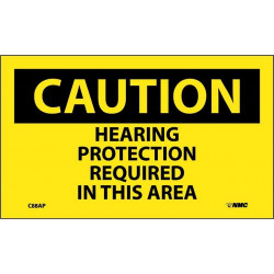 NMC C88AP Caution, Hearing Protection Required In This Area Label, PS Vinyl, 3" x 5", 5/Pk