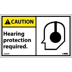 NMC CGA5AP Caution, Hearing Protection Required Label, PS Vinyl, 3" x 5", 5/Pk