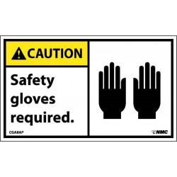 NMC CGA8AP Caution, Safety Gloves Required Label, PS Vinyl, 3" x 5", 5/Pk