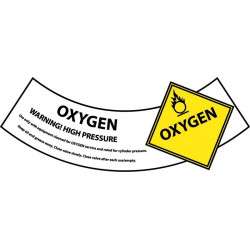 NMC CY106AP Oxygen Cylinder Shoulder Label, 2" x 5.25", 25/Pk