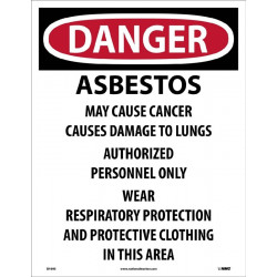 NMC D1095 Danger, Asbestos May Cause Cancer Label, Paper, 19" x 13", 200/Pk