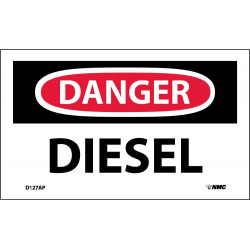 NMC D127AP Danger, Diesel Label, PS Vinyl, 3" x 5", 5/Pk