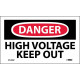 NMC D139AP Danger, High Voltage Keep Out Label, PS Vinyl, 3" x 5", 5/Pk