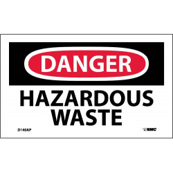 NMC D140AP Danger, Hazardous Waste Label, PS Vinyl, 3" x 5", 5/Pk