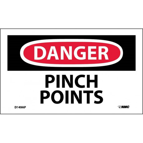 NMC D149AP Danger, Pinch Points Label, PS Vinyl, 3" x 5", 5/Pk