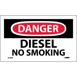 NMC D18AP Danger, Diesel No Smoking Label, PS Vinyl, 3" x 5", 5/Pk