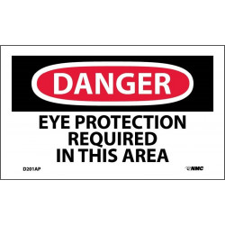 NMC D201AP Danger, Eye Protection Required In This Area Label, PS Vinyl, 3" x 5", 5/Pk