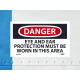 NMC D209AP Danger, Eye And Ear Protection Must Be Worn Label, PS Vinyl, 3" x 5", 5/Pk