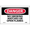 NMC D217AP Danger, No Smoking Matches Or Open Flames Label, PS Vinyl, 3" x 5", 5/Pk