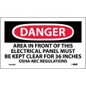 AccuformNMC D225AP Danger, Keep Electrical Panel Clear Label, PS Vinyl, 3" x 5", 5/Pk