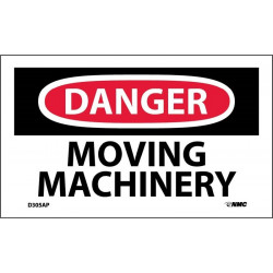 NMC D305AP Danger, Moving Machinery Label, PS Vinyl, 3" x 5", 5/Pk