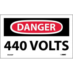 NMC D325AP Danger, 440 Volts Label, PS Vinyl, 3" x 5", 5/Pk